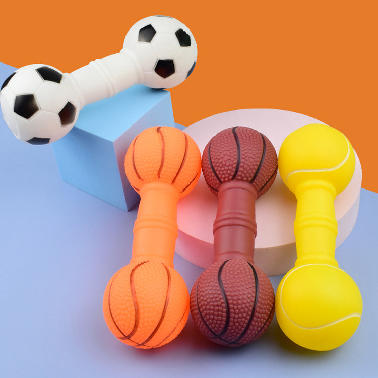 Squeaky Dog Football Dumbbell Chew Toy
