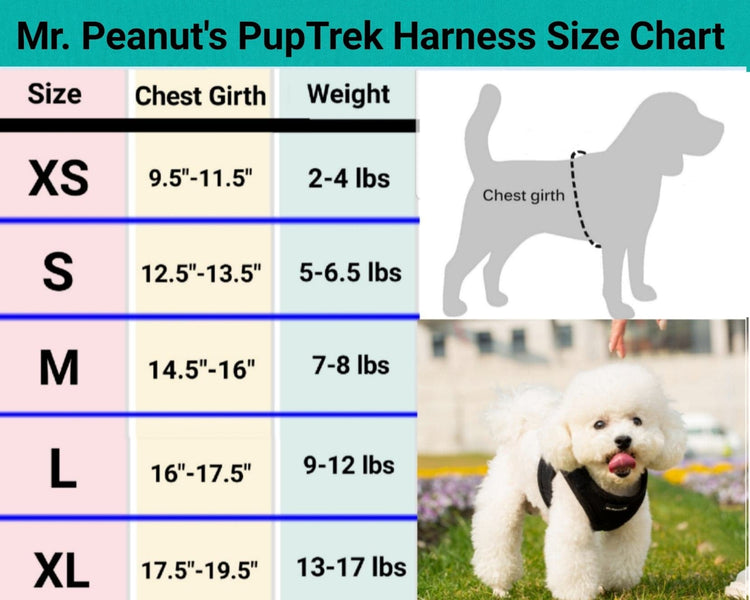Mr. Peanut's PupTrek Soft Mesh Harness with Matching Leash for Small Dogs