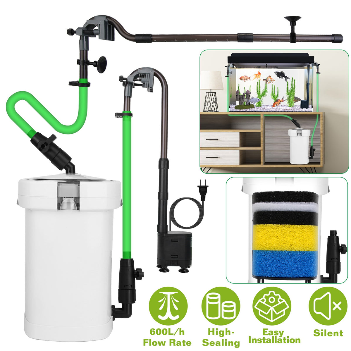 600L/H aquarium canister filter