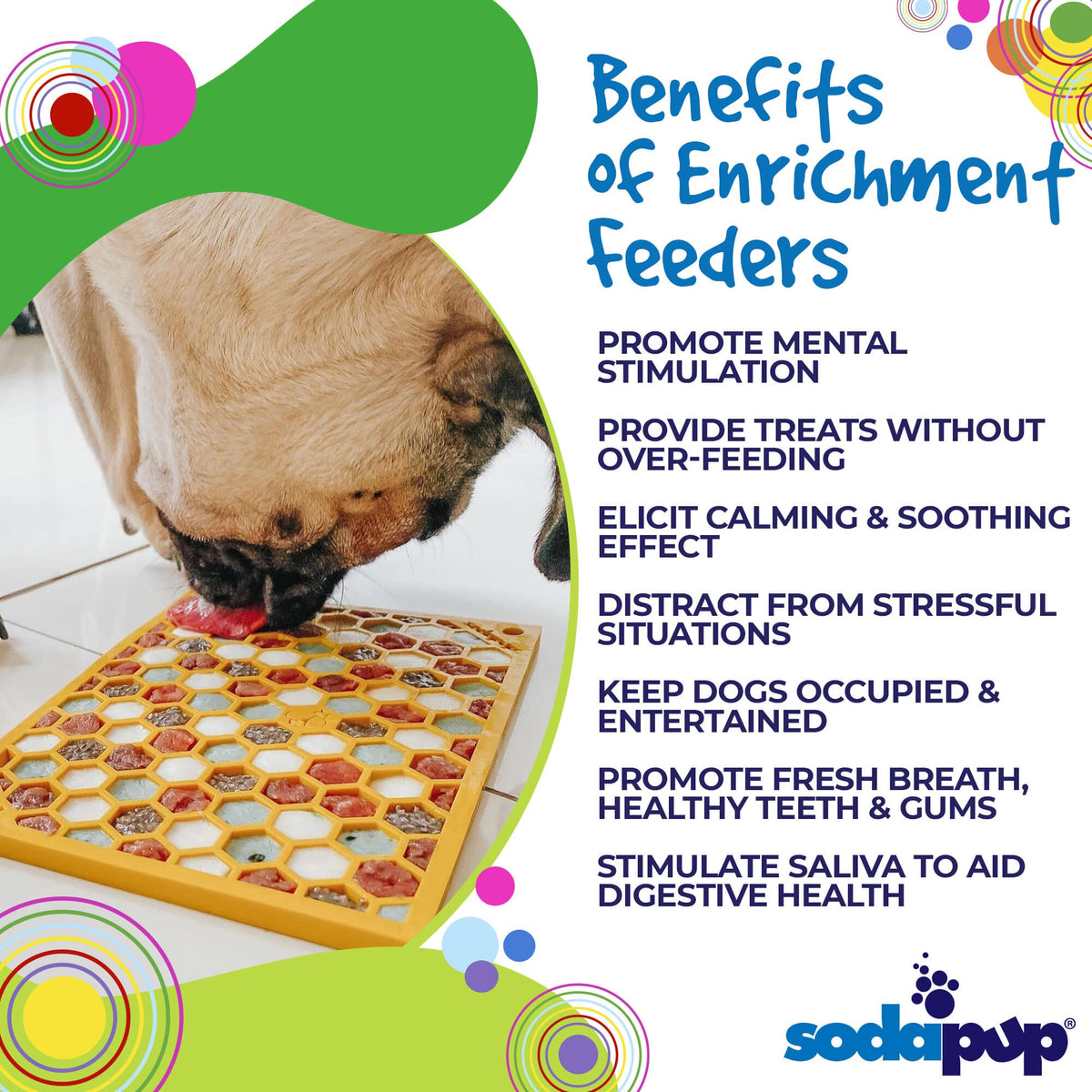 SodaPup Honeycomb eMat Enrichment Lick Mat for Dogs and Cats