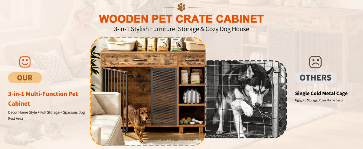 Large Wooden Dog Crate Furniture