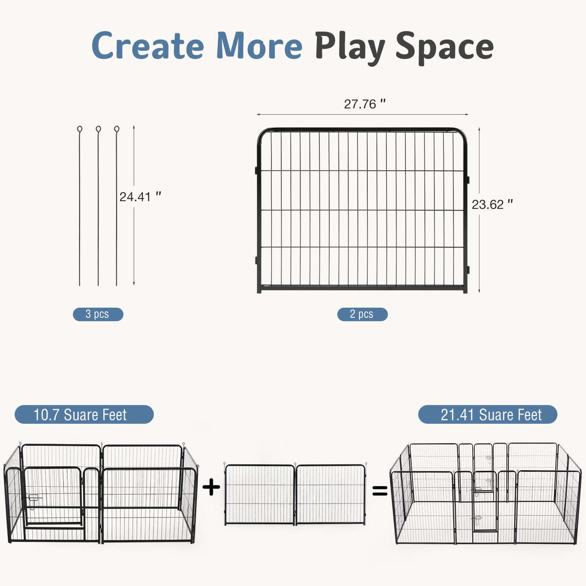 Foldable Metal Pet Fence With Doo