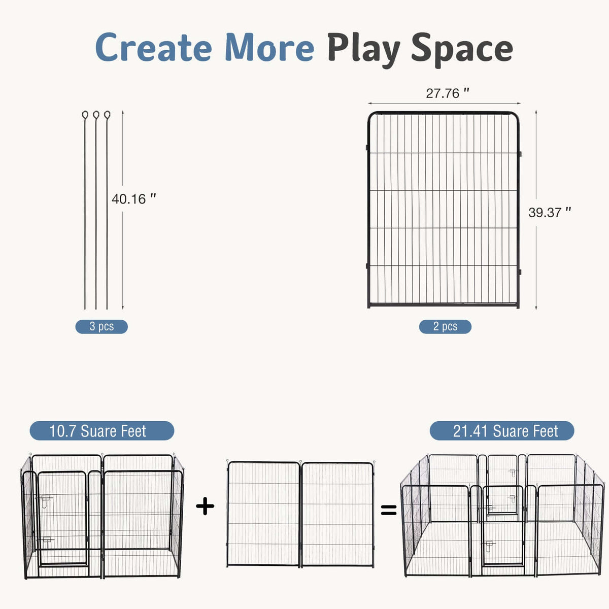 Foldable Metal Pet Fence With Doo