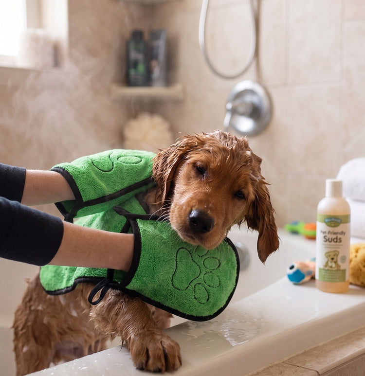 BeNat Microfiber Pet Drying Towel with Hand Pockets, 24 × 9 inches