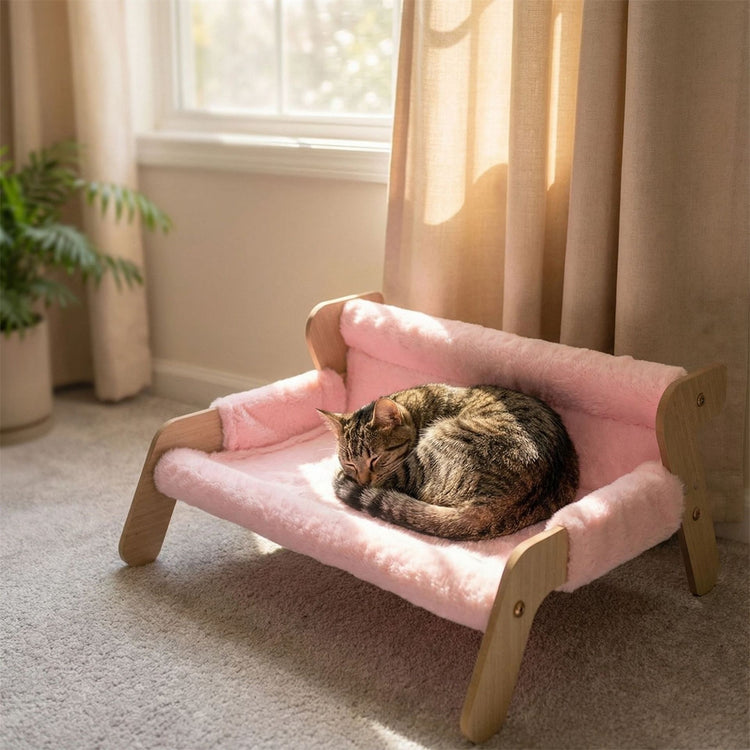 Wooden Cat House Sofa Detachable Washable Bed