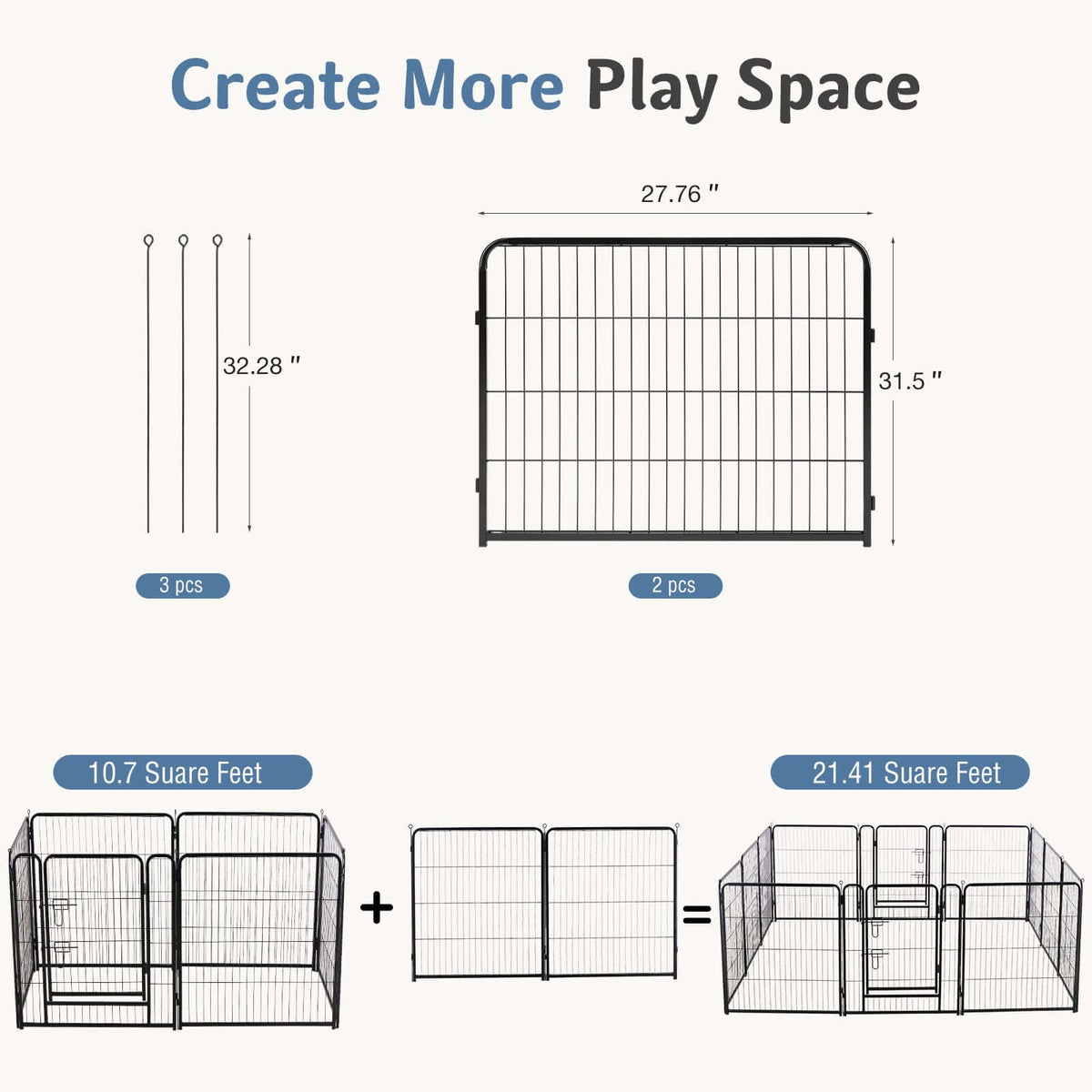 Foldable Metal Pet Fence With Doo