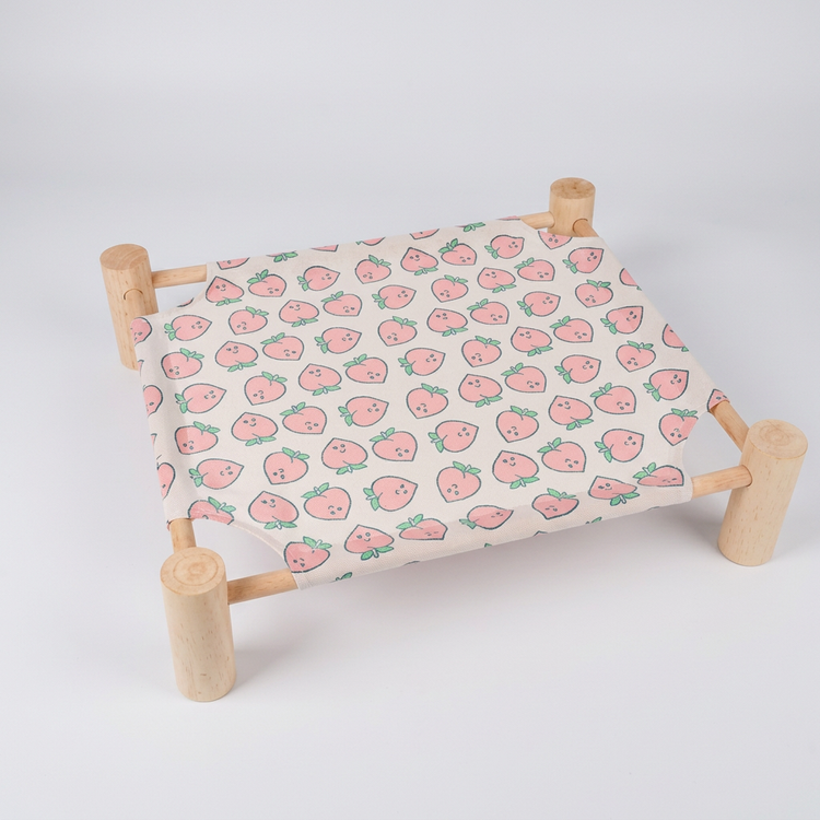Wooden-Frame Pet Cot with Washable Fabric