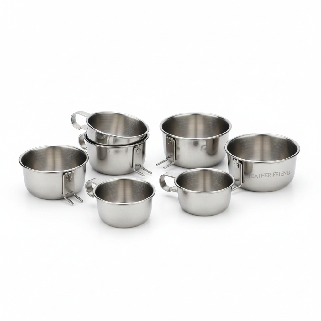 Stainless Steel Bird Feeding Cup Set