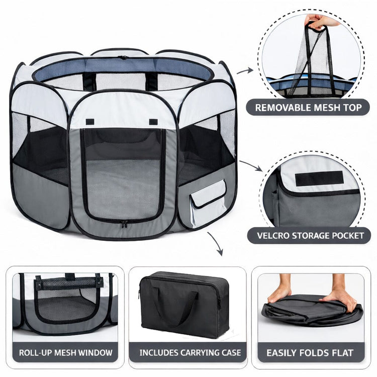Pet Life ® 'All-Terrain' Lightweight Easy Folding Wire-Framed Collapsible Travel Pet Dog Playpen crate