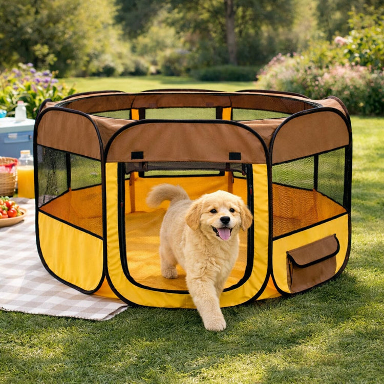 Pet Life ® 'All-Terrain' Lightweight Easy Folding Wire-Framed Collapsible Travel Pet Dog Playpen crate