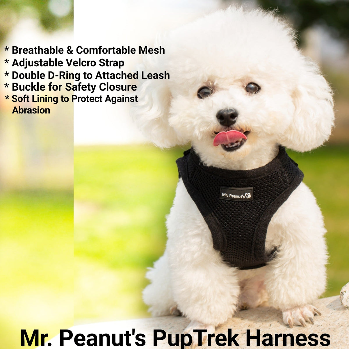 Mr. Peanut's PupTrek Soft Mesh Harness with Matching Leash for Small Dogs