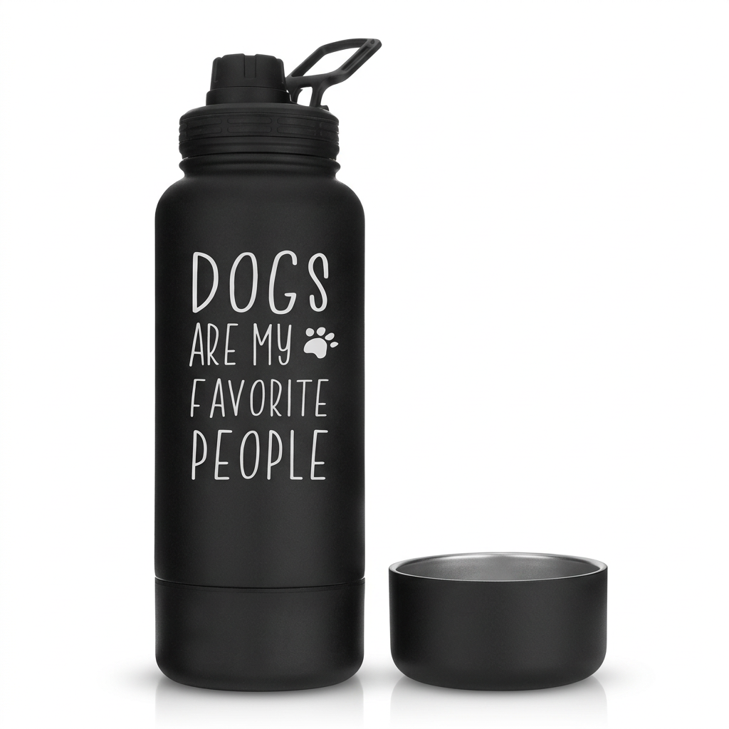 Dog + Human Water Bottle with Detachable Dog Bowl