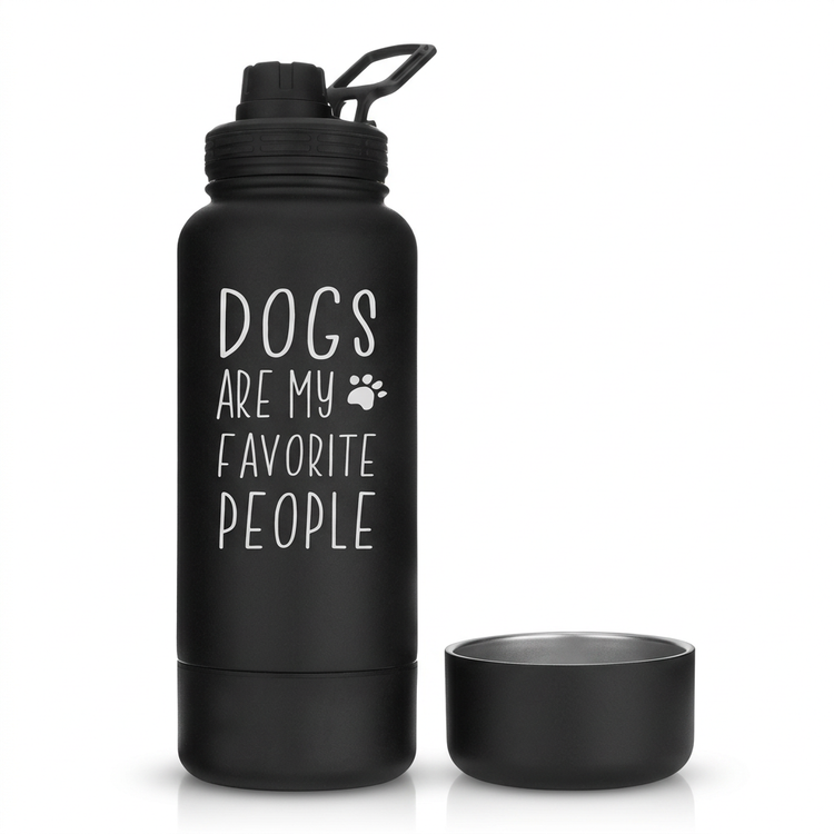 Dog + Human Water Bottle with Detachable Dog Bowl