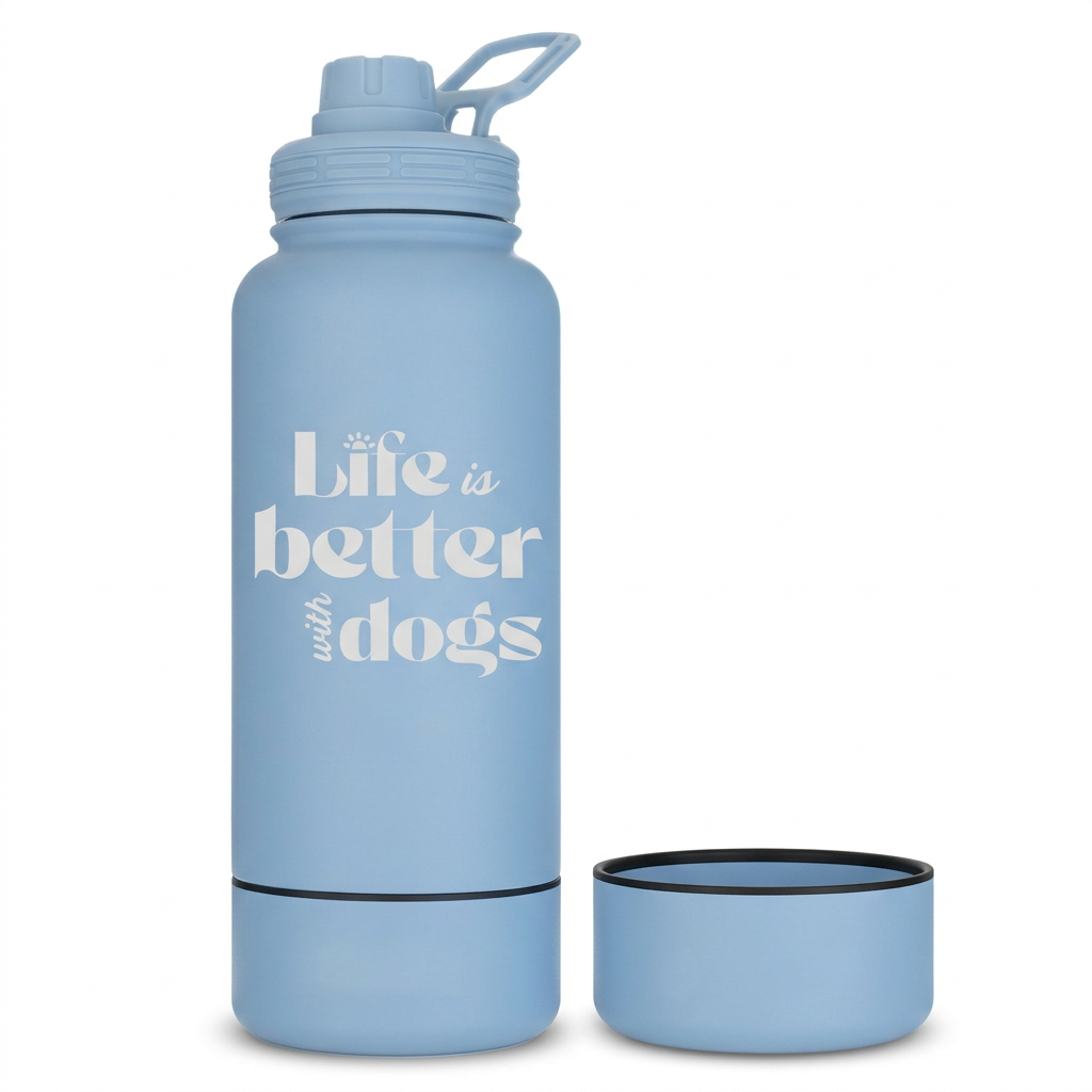 Dog + Human Water Bottle with Detachable Dog Bowl