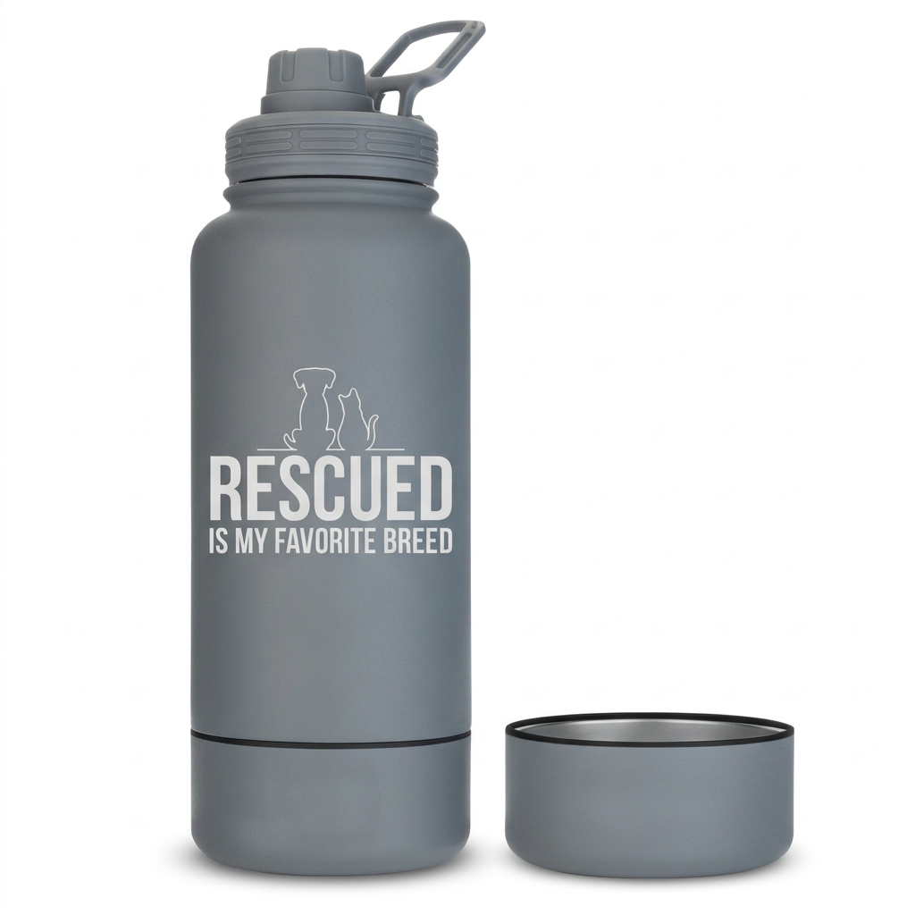 Dog + Human Water Bottle with Detachable Dog Bowl